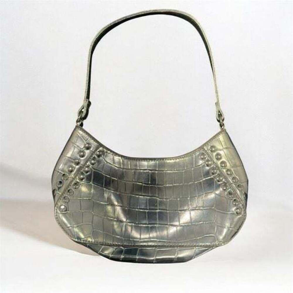 Forever 21 Silver Crocodile-Patterned Shoulder Bag